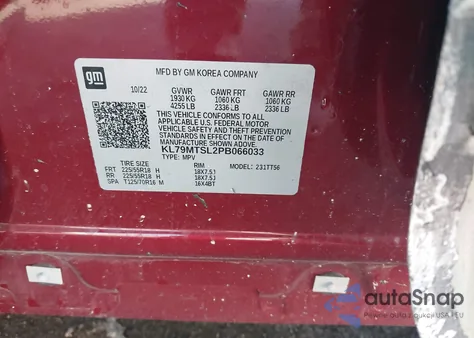 2023 Chevrolet Trailblazer Fwd Rs из США, поврежденный, VIN KL79MTSL2PB066033